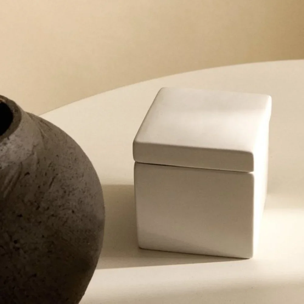 NEW Zara Home 3 Piece WHITE EARTHENWARE JAR and DISH SET